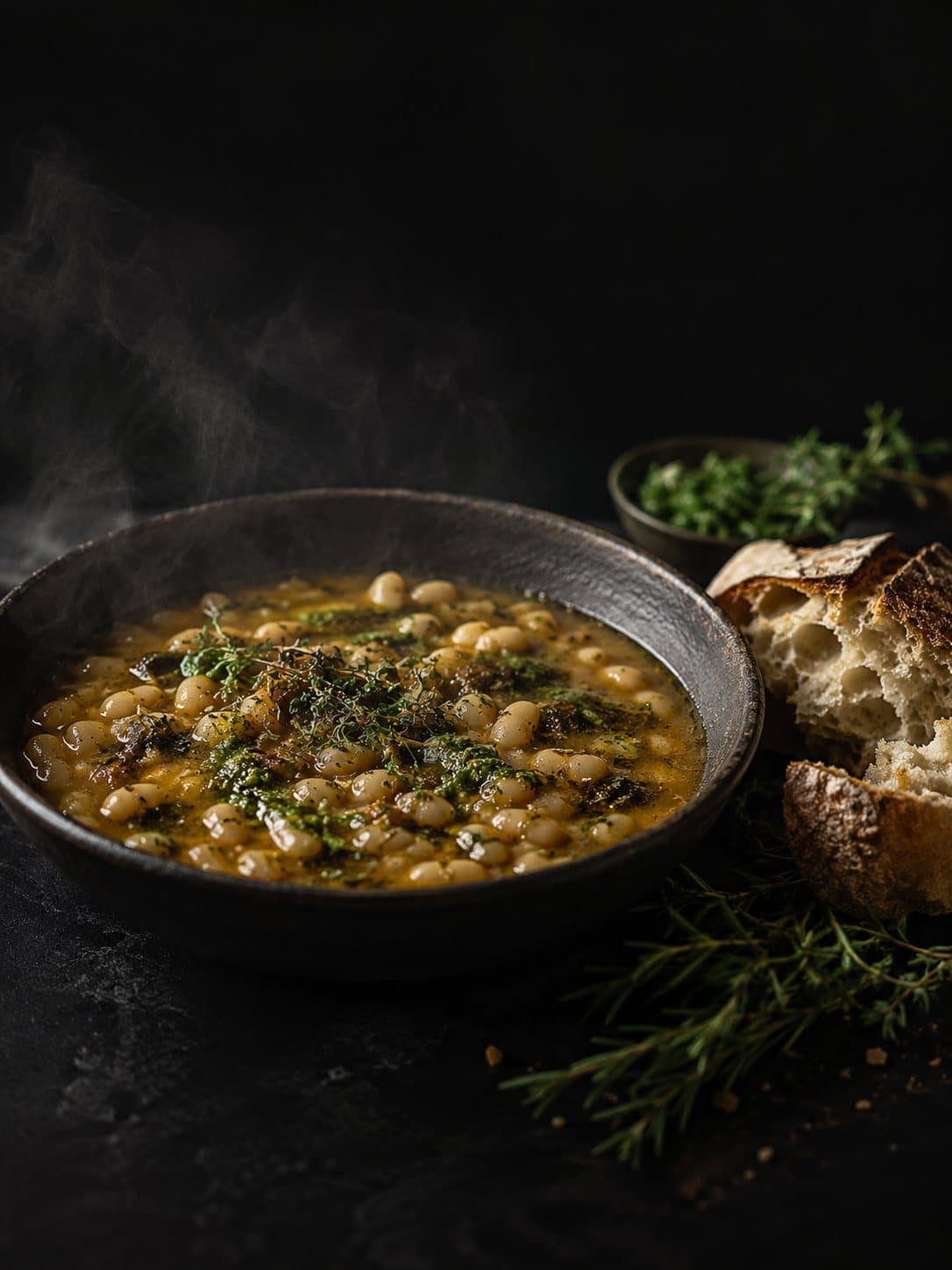White Bean Stew, Herb Oil, Sourdough